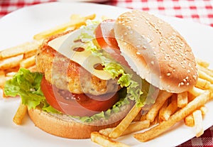 Delicious chicken burger