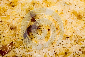 Delicious Chicken Kerala biriyani -closeup