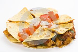 Delicious chicken quesadilla and fresh vegetables photo