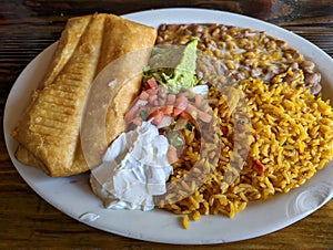 Delicious Chimichanga with Beans and Rice