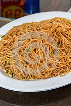 A delicious Chinese dish, dry fried round rice noodles