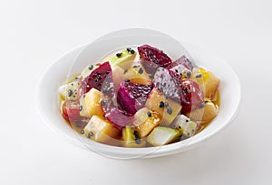 Delicious Chinese food, passion fruit juice fruit salad