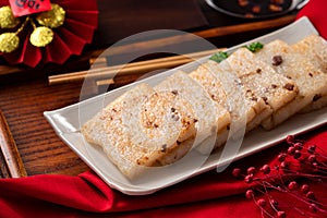 Delicious Chinese radish cake for lunar new year celebration cuisine