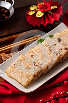 Delicious Chinese radish cake for lunar new year celebration cuisine