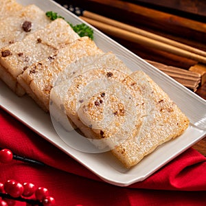 Delicious Chinese radish cake for lunar new year celebration cuisine