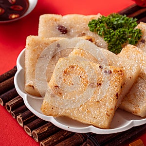 Delicious Chinese radish cake for lunar new year celebration cuisine