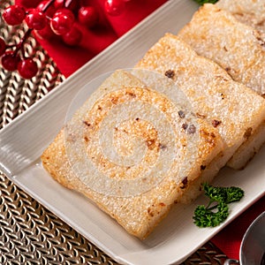 Delicious Chinese radish cake for lunar new year celebration cuisine