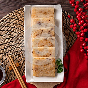 Delicious Chinese radish cake for lunar new year celebration cuisine