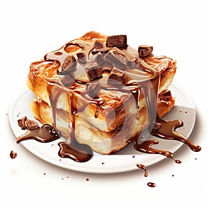 Delicious Chocolate Bread Pudding With Hyperrealistic Illustrations