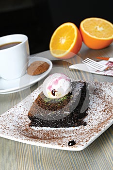 Delicious chocolate brownie cake