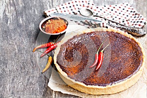 Delicious chocolate cake with chilli