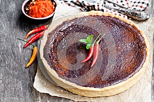 Delicious chocolate cake with chilli