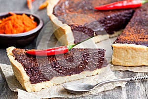 Delicious chocolate cake with chilli