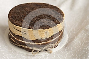 Delicious chocolate cake with meringue