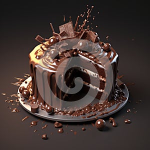Delicious Chocolate Cake With Stunning 3d Rendered Chocolate Background