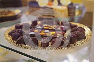 Delicious chocolate candy on display