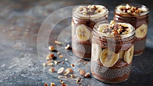 Delicious Chocolate Chia Seed Pudding with Banana and Almonds