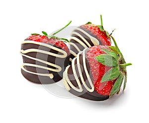 Delicious chocolate covered strawberries photo