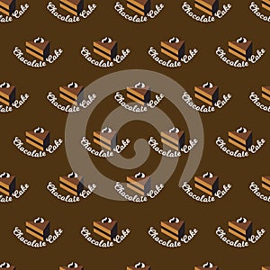 Delicious Chocolate Cram Cakes Vector Seamless Pattern photo