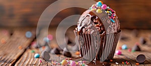 Delicious Chocolate Cupcake With Frosting and Sprinkles