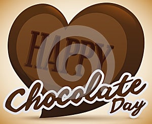 Vynikajúca čokoláda srdce pozdrav na oslavovať čokoláda vektor ilustrácie 
