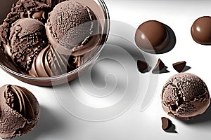 Delicious Chocolate ice cream balls isolated on Colorfull Background