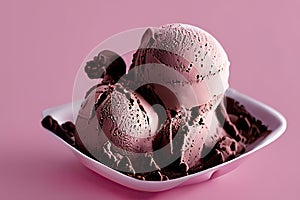 Delicious Chocolate ice cream balls isolated on Colorfull Background