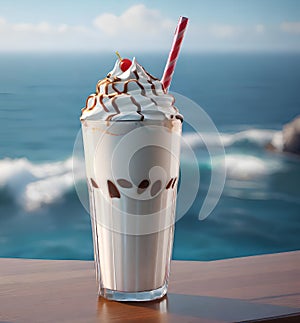 delicious chocolate milkshake on tables