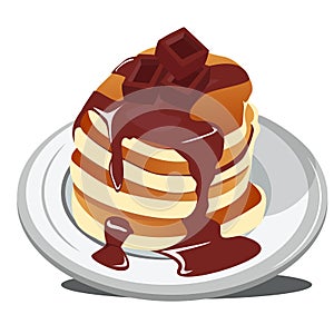 Delicious chocolate pancake meal for breakfast, lunch dinner