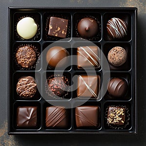 Delicious Chocolate Praline Assortment. Generative AI