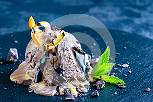 Delicious chocolate and vanilla combo ice cream