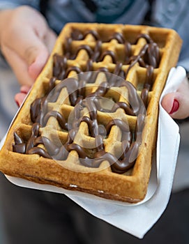 Delicious chocolate waffle