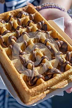 Delicious chocolate waffle