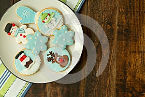 Delicious Christmas cookies in blue