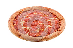 Delicious classic italian Pizza Pepperoni with sausages and cheese mozzarella