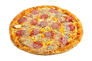 Delicious classic italian Pizza Pepperoni with sausages and cheese mozzarella