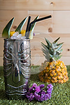 delicious cocktail or refreshing mix served and decorated by a bartender