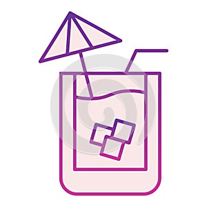 Delicious cocktail with umbrella flat icon. Iced drink violet icons in trendy flat style. Summer cocktail gradient style