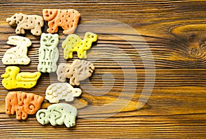 Delicious colored zoological biscuits for dogs with different