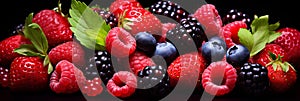 Delicious and colorful mixed berry medley background for mouthwatering food banners