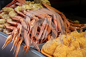 Delicious cooked healthy crabs  on an Asian food market