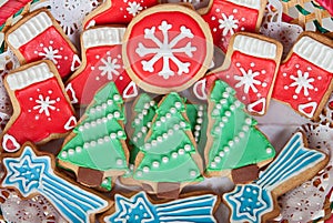 Delicious cookies with Christmas shapes