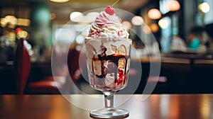 Delicious creamy assorted ice cream balls in the cafe.