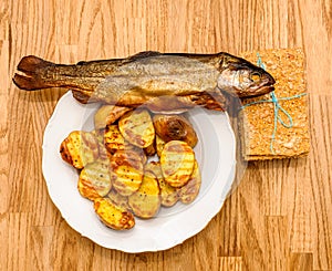 Delicious crispbread, smoked fish and baked potatoes