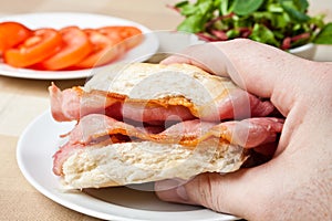 Delicious crispy bacon sandwich