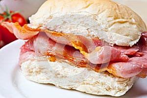 Delicious crispy bacon sandwich photo