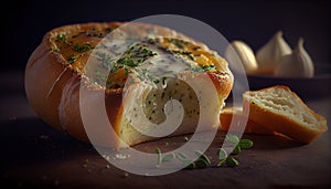 Delicious Crispy Garlic Bread Snack on Foody Theme Background AI Generative