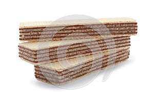 Delicious crispy wafers on white. Sweet food