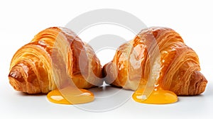 Delicious Croissant Bread With Mango Jam - Closeup Steaming