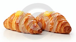 Delicious Croissant Bread With Orange And Lemon Garnish